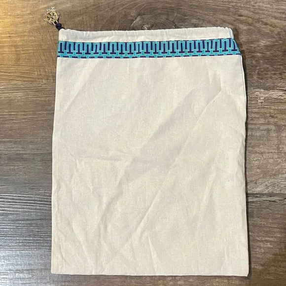 NEW Tory Burch Drawstring Accessories Travel Storage Cotton Beige - Picture 2 of 5